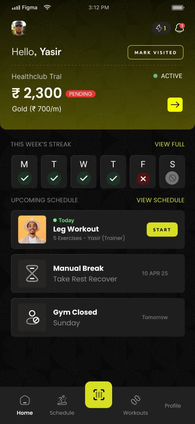 Mobile app screen